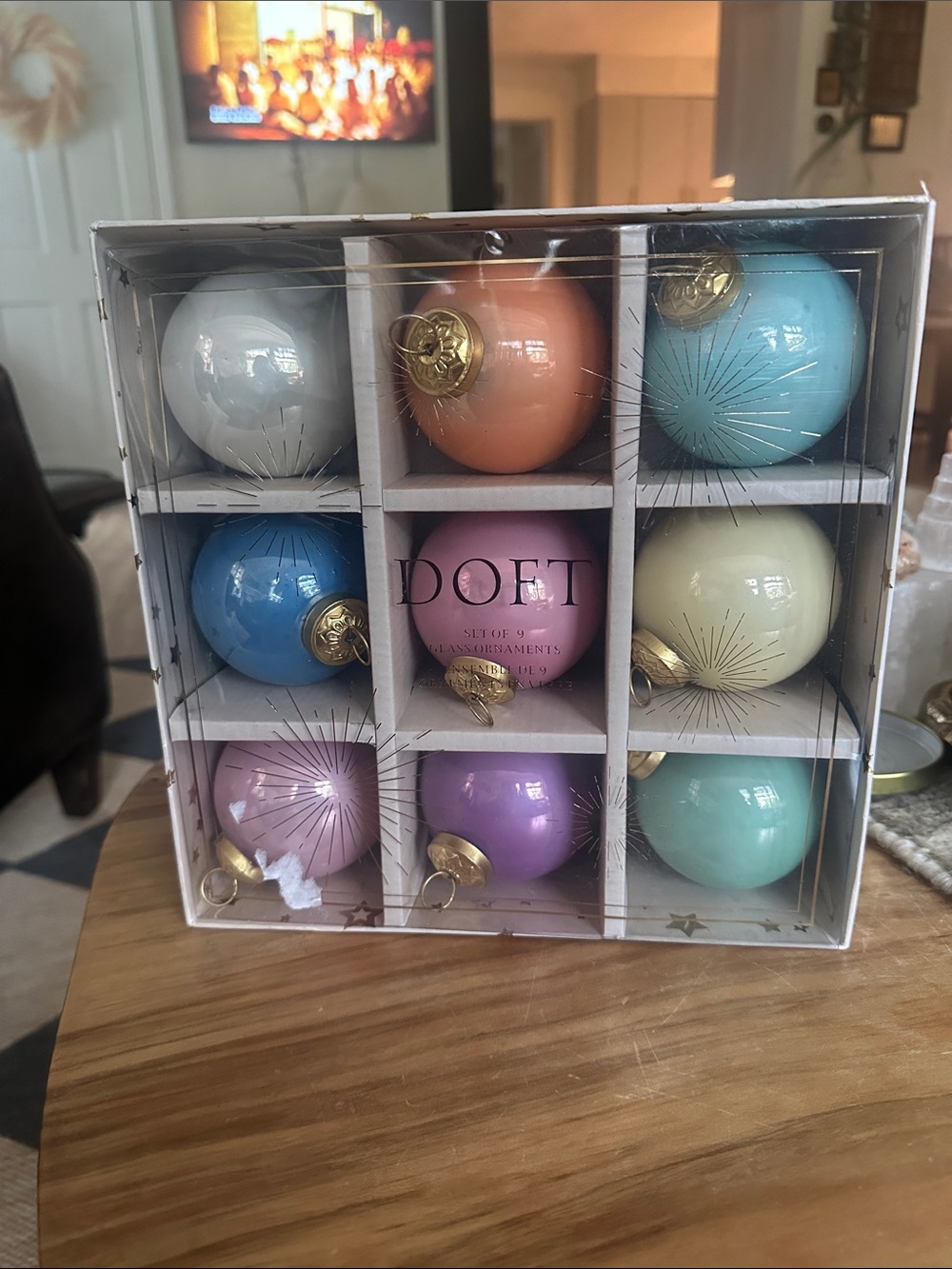 Pastel Glass Holiday Ornament Set - 9-Pack new